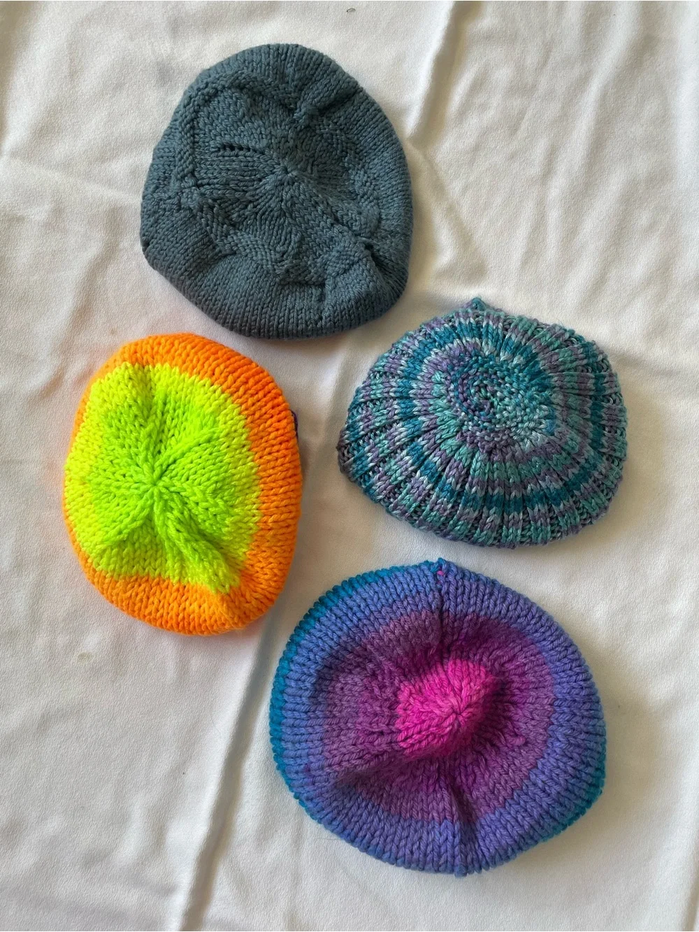 HANDMADE WOOL Hats Hand Knit Kids Rainbow Beanie Touk Winter Ski Fall